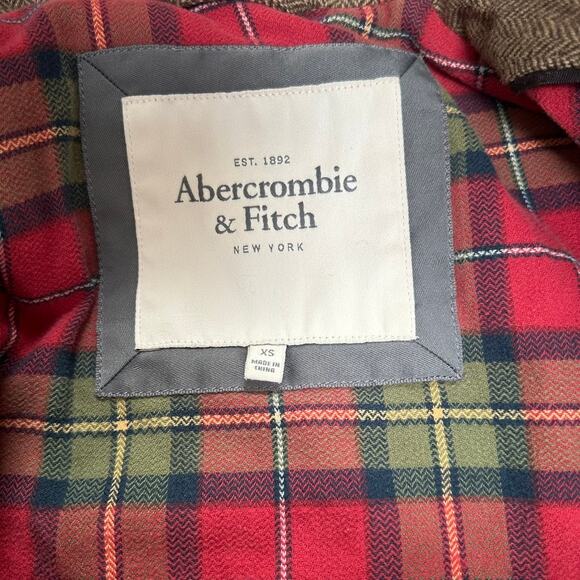 ABERCROMBIE & FITCH Brown Tweed Wool Cropped Fitted Blazer XS Dark Academia - Picture 10 of 12